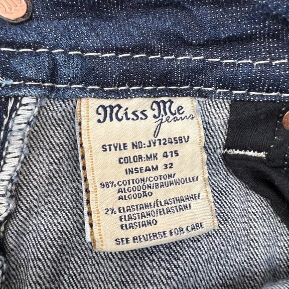 Miss Me Jeans Women's Size 27(4)Signature Boot Crystal Metallic Stitching Bling - Picture 13 of 15